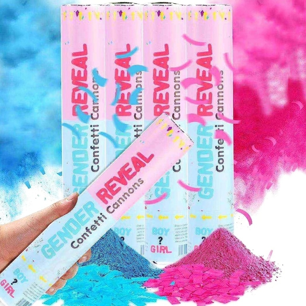 Gender Reveal Powder and Confetti Cannon's 2 blue/2 pink (4 pack)